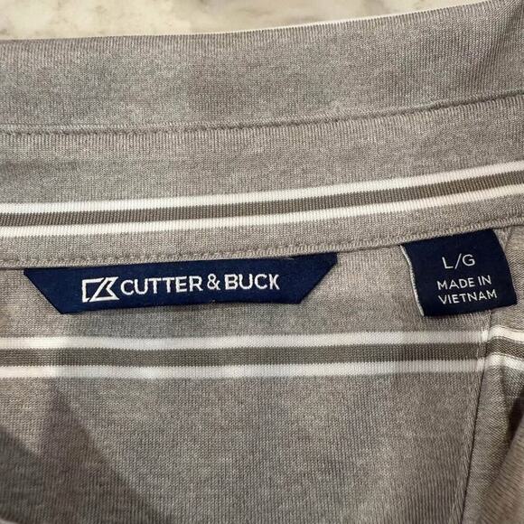 Cutter & Buck Forge Performance Golf Polo Mens Size Large GrayStripe Athleisure - Picture 3 of 5